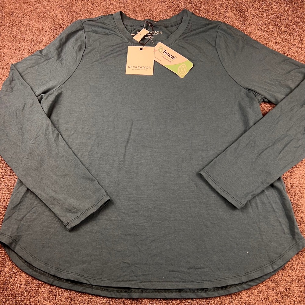 Recreation by Thread & Supply Atlantic Deep Modal Long Sleeve Top Large NWT
